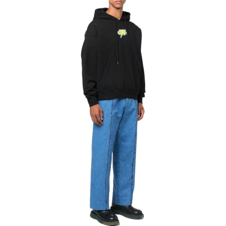 Men's Off-White FW22 Back Arrow Printing Long Sleeves Loose Fit Autumn Black OMBB085F22FLE0041070