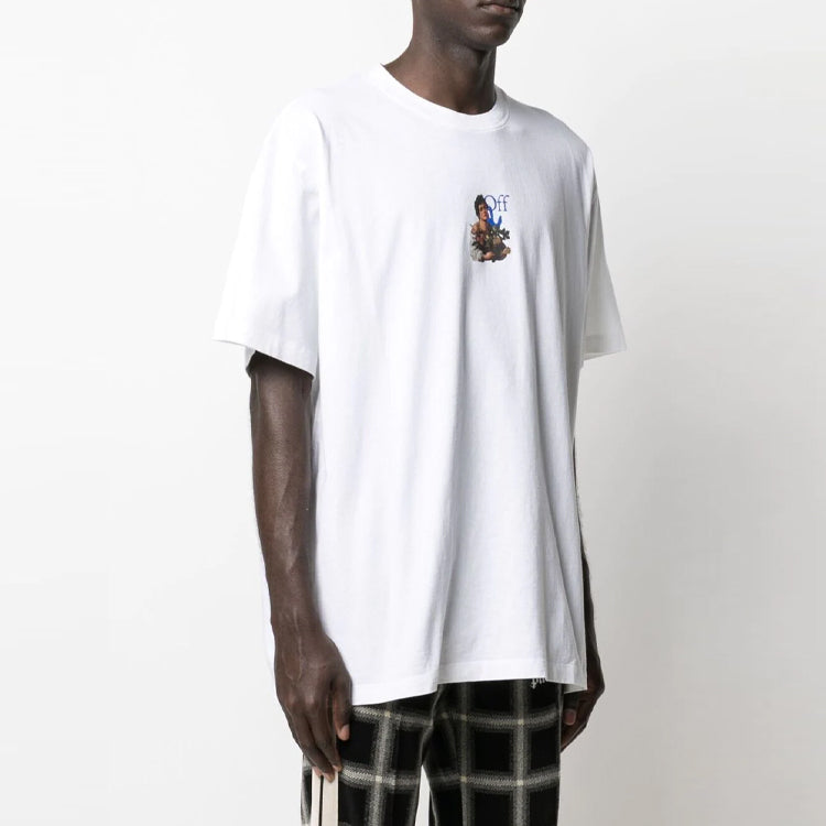 Off-White SS21 Printing Round Neck Pullover Short Sleeve Loose Fit White OMAA038S21JER0070140