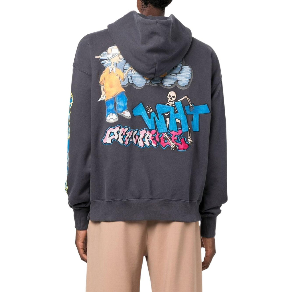 Off-White Graffiti-Print Cotton Hoodie OMBB085F22FLE0144684