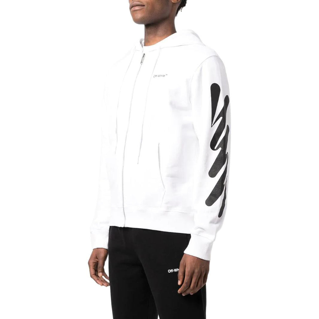 Off-White Wave Diag Print Zip-Up Hoodie OMBE013S22FLE0040110