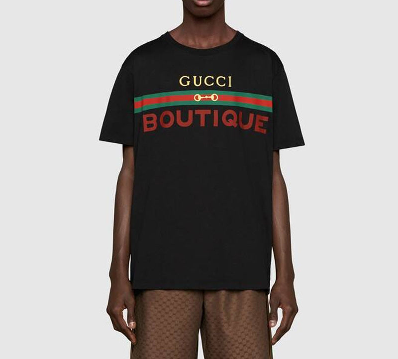 Gucci Boutique Printing Loose Short Sleeve Black 548334-XJCKY-1082