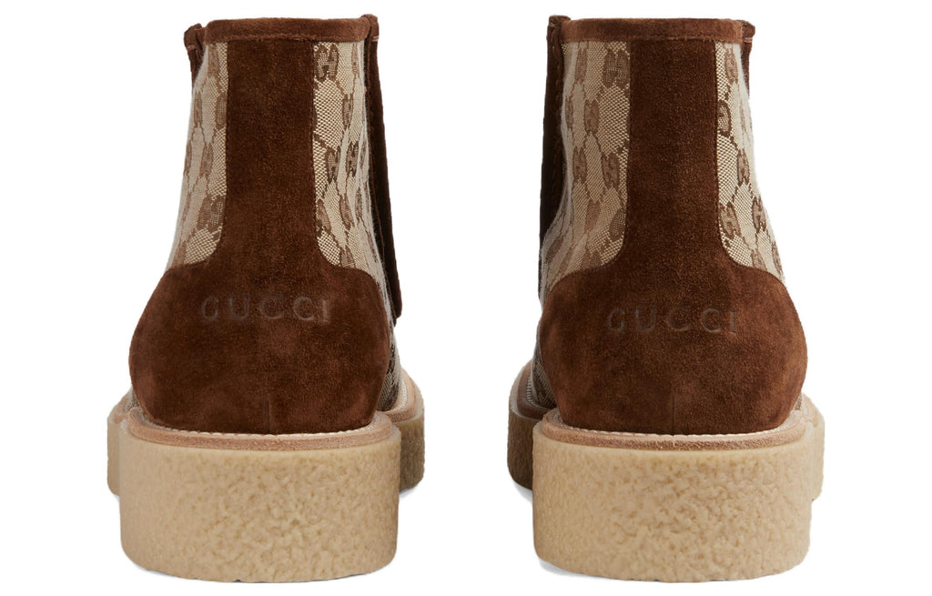 Gucci GG Canvas Suede Lace-up ankle boot 'Brown' 762197-FACJX-9742