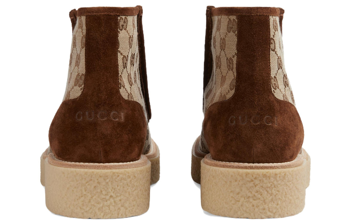 Gucci GG Canvas Suede Lace-up ankle boot 'Brown' 762197-FACJX-9742
