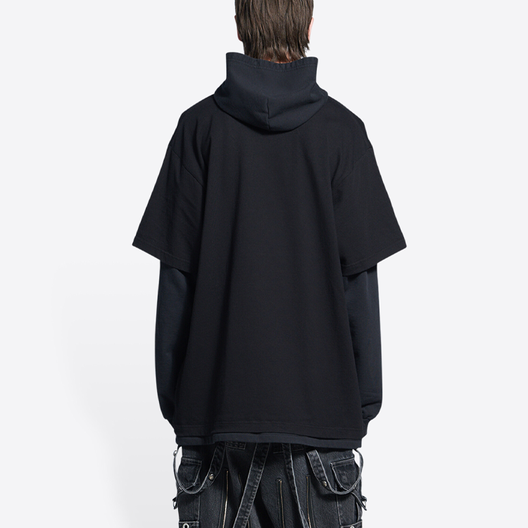 Balenciaga Slime Double Long Sleeve Hooded T-Shirt 'Black' 681029TLVF11069