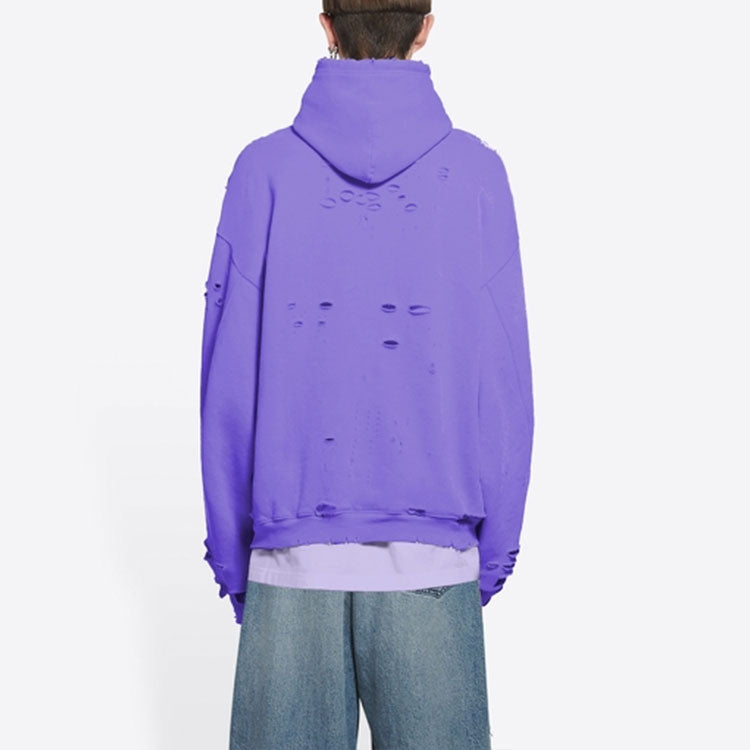 Balenciaga Caps Destroyed Hoodie 'Purple' 659403TKVB63078