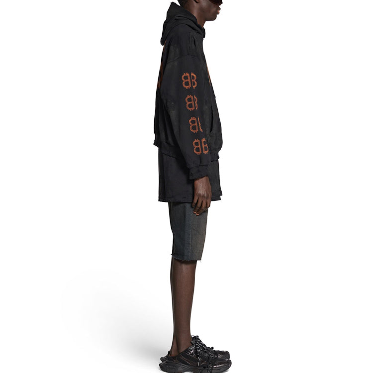 Balenciaga Crypto Hoodie Medium Fit 'Black Faded' 742603TOVN71055