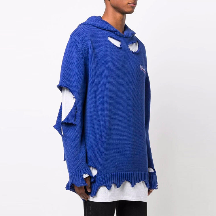 Balenciaga Political Campaign Destroyed Hoodie 'Blue' 662718T32124691