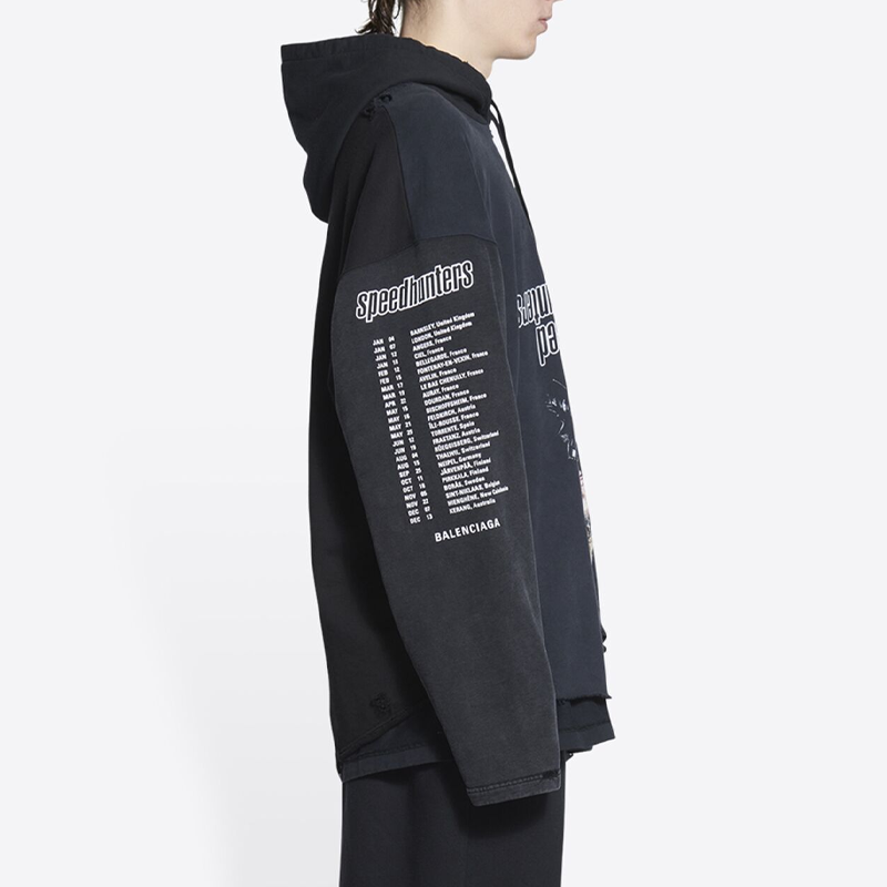 Balenciaga Speed Hunters Upside Down Hoodie Oversized 'Black Faded' 698156TMVD11000