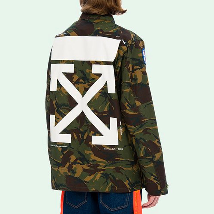 Off-White Mens Back Arrows Sketch Medal Ribbon Camouflage Jacket OMEL001S187340129901