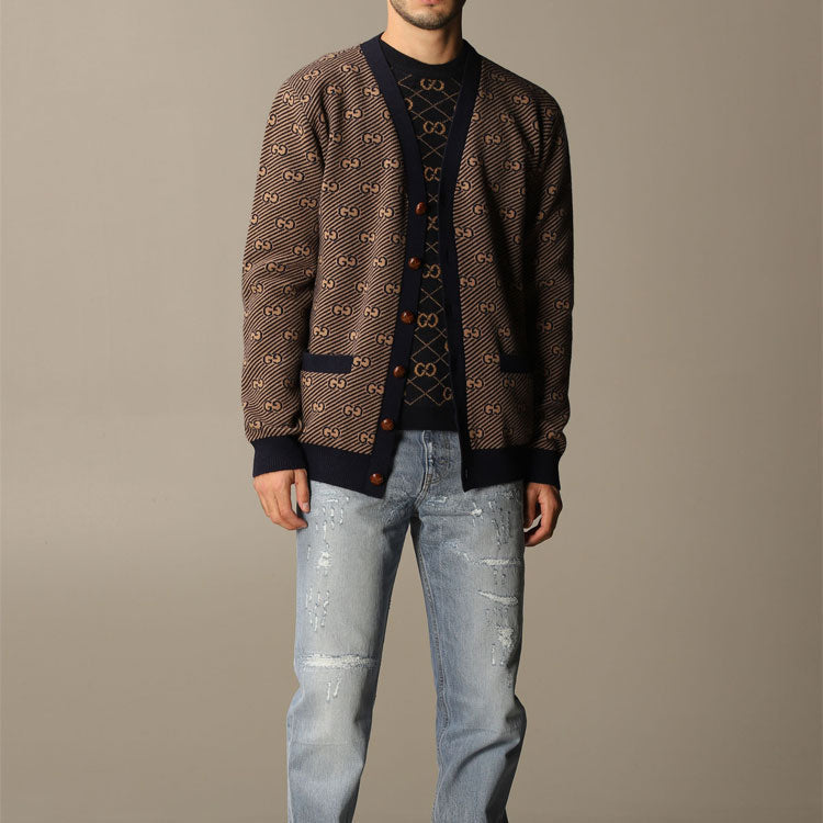 Gucci Stripe Wool Knitting Cardigan Brown 630412-XKBFZ-4314