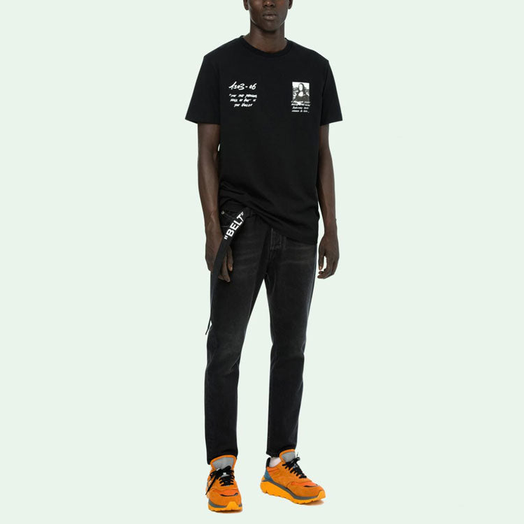 Off-White SS19 Tee Short Sleeve Mens Mona Lisa Normal Fit OMAA027S191850051020