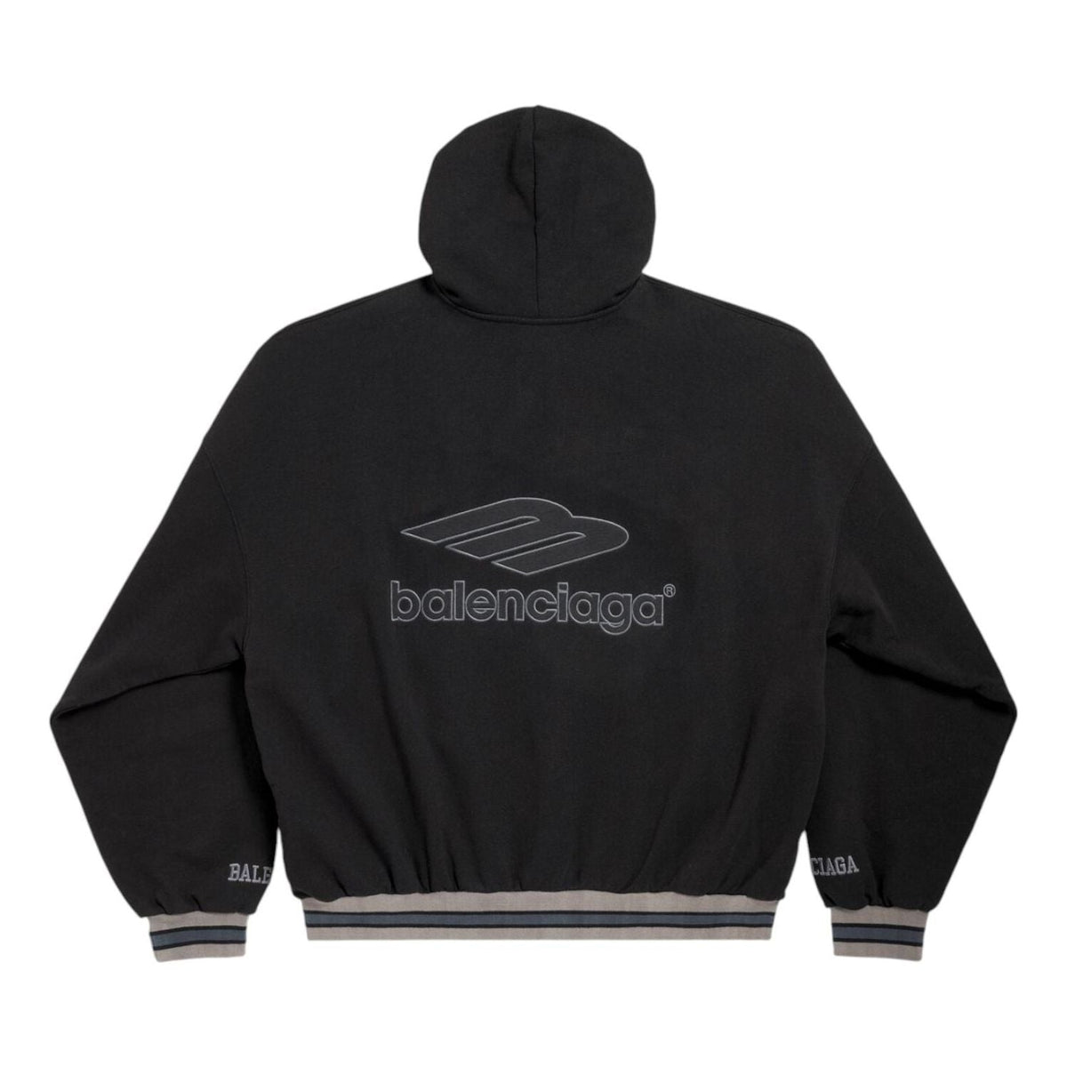 Balenciaga 3B Football Polo Hoodie 'Black Anthracite' 827939TTVQ81066