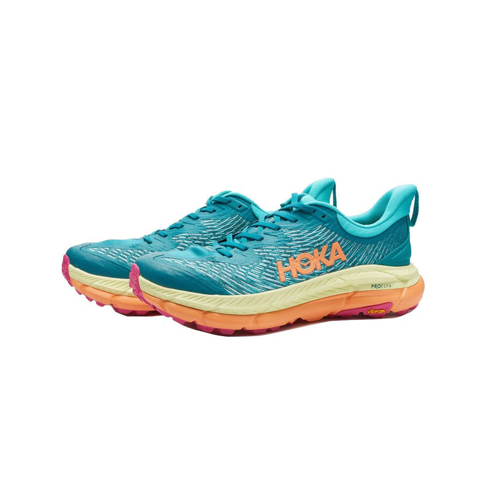 HOKA Mafate Speed 4 – Teal, Peach & Pale Yellow