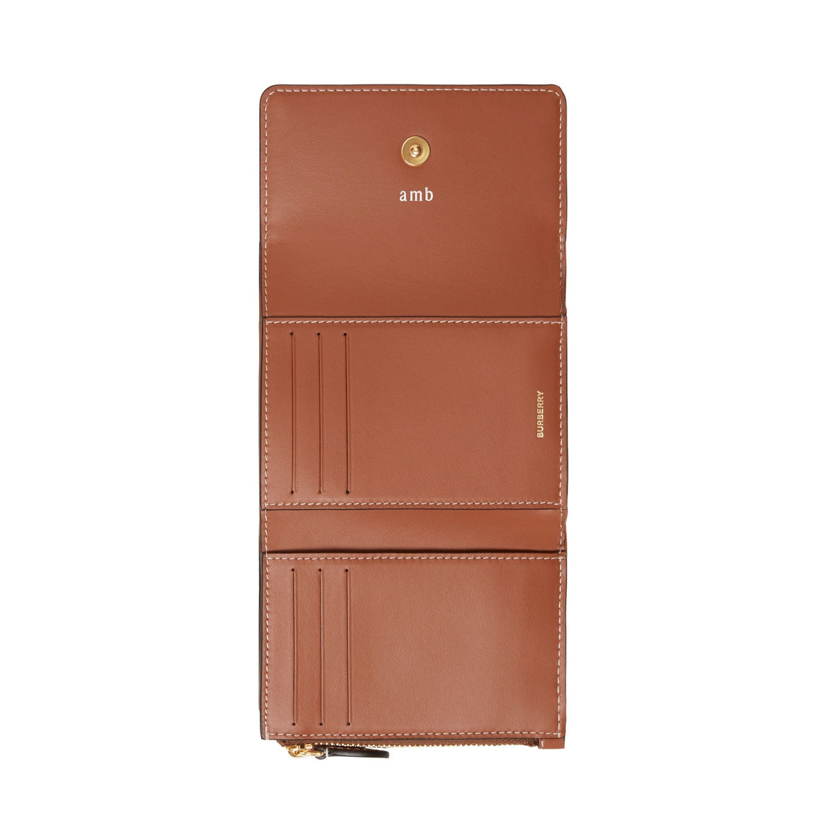 (WMNS) Burberry 25 Small Check Folding Wallet 'Archive Beige Briar Brown' 81098001