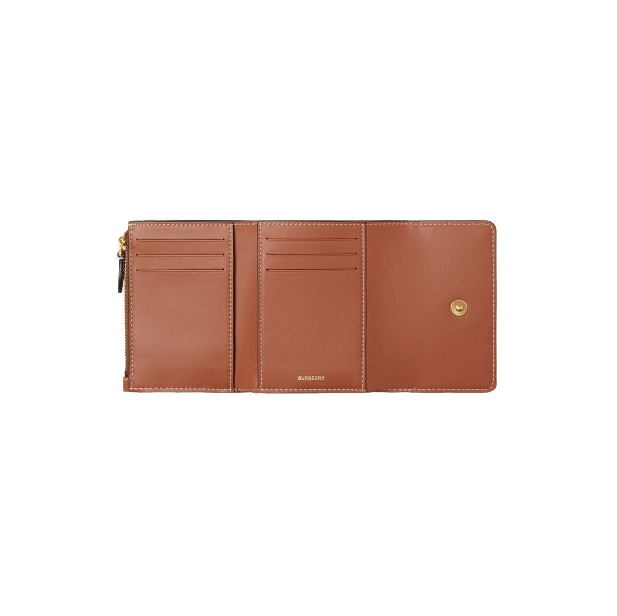 (WMNS) Burberry 25 Small Check Folding Wallet 'Archive Beige Briar Brown' 81098001