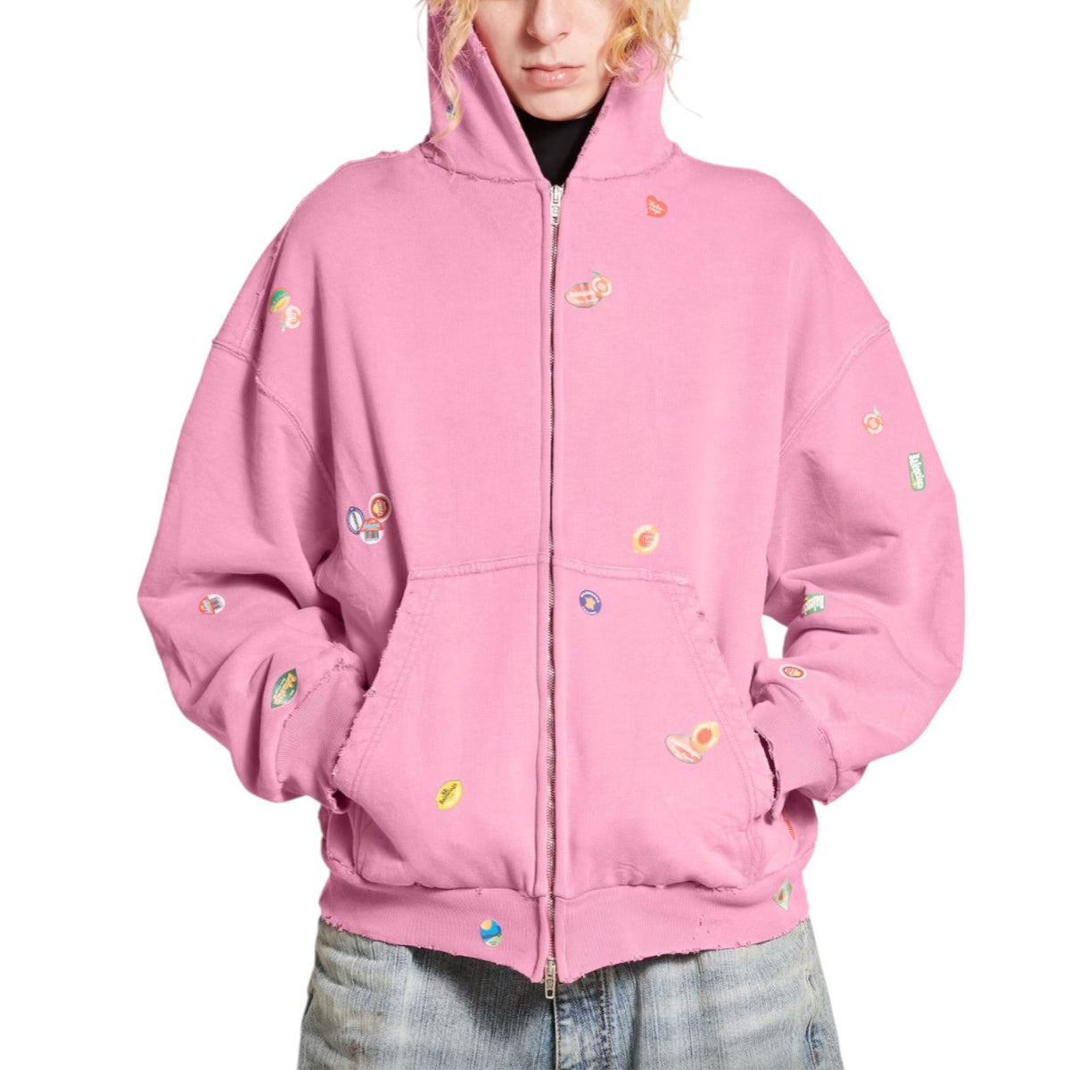 Balenciaga Fruity Zip-Up Hoodie 'Faded Dirty Pink' 803264TRVS59568