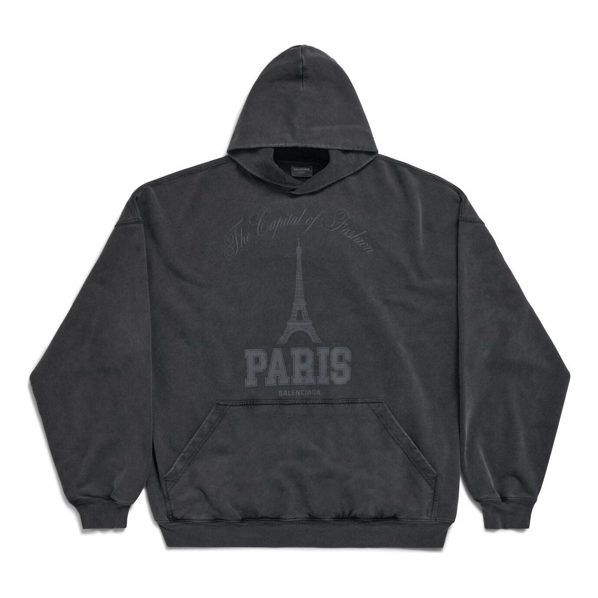 Balenciaga The Capital Of Fashion Hoodie Large Fit 'Black Faded' 803265TRVN41048