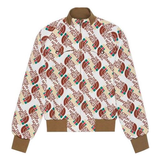 Men's Gucci x THE NORTH FACE Crossover Webbing Printing Aviator Jacket Brown 648866-XAABZ-9097