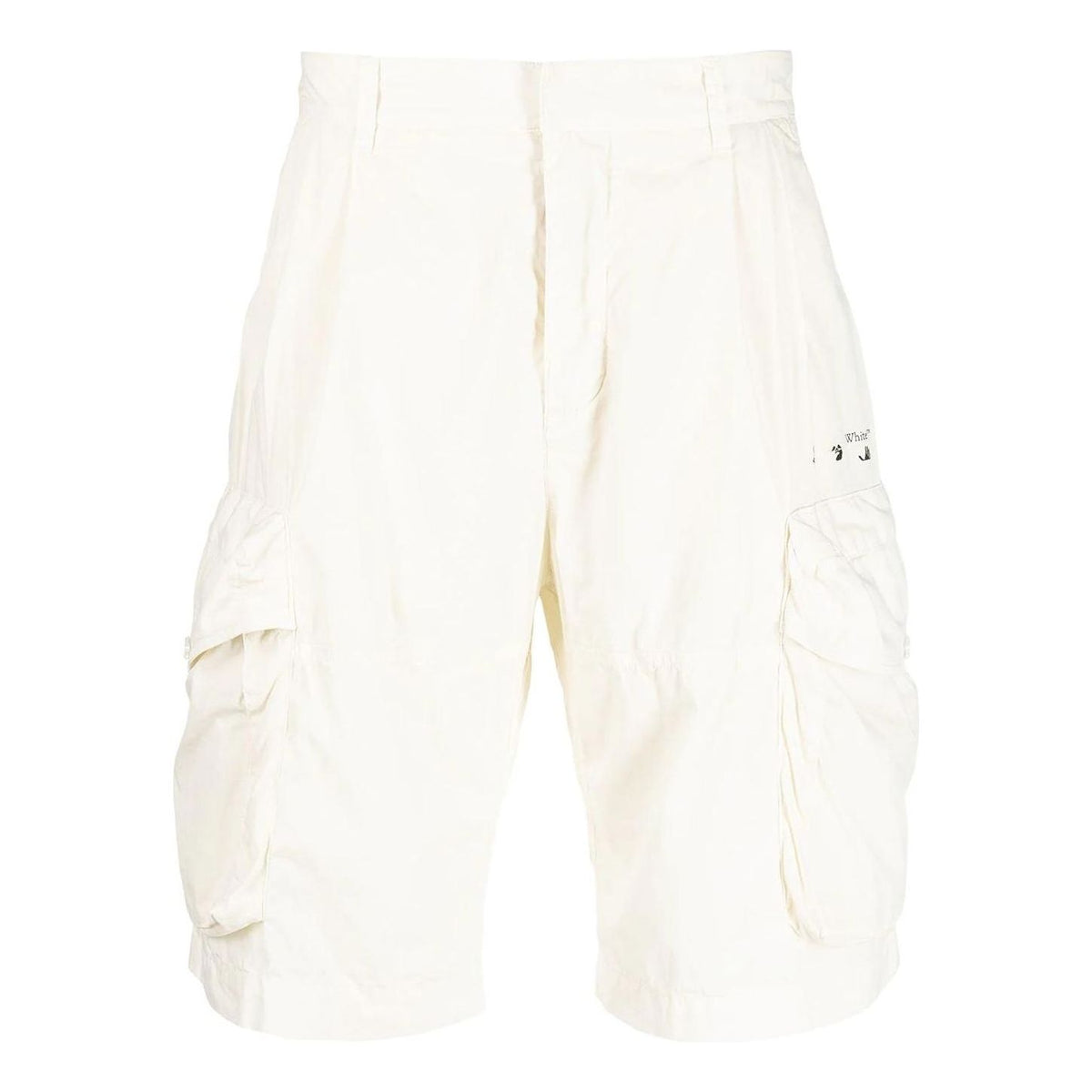 Men's Off-White Solid Color Casual Shorts White OMCB047R21FAB0017210