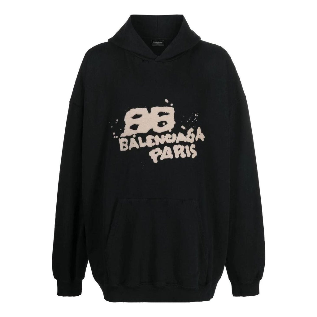 Balenciaga Hand-Drawn BB Icon Hoodie Large Fit 'Black' 620973TNVQ11059