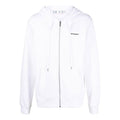 Men's Off-White SS22 Solid Color Logo Printing Zipper Hooded Long Sleeves Version White Jacket OMBE013F22FLE0070110