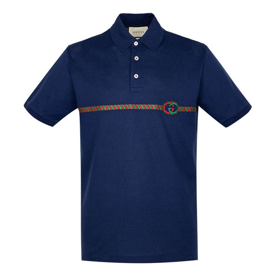 Gucci Logo-embroidered polo shirt 'Navy' 598957-XJB0V-4684