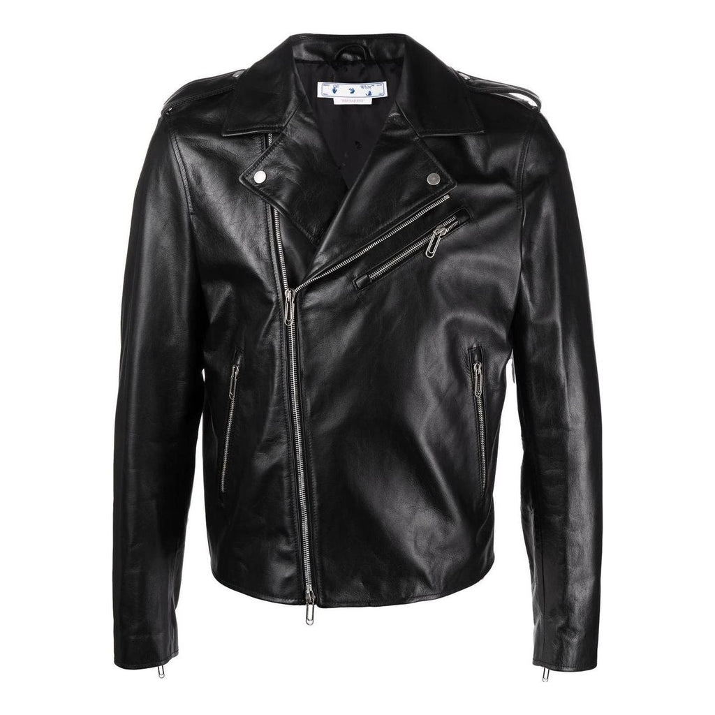 Men's Off-White FW22 Twill Printing Zipper Jacket Black OMJG020C99LEA0011001