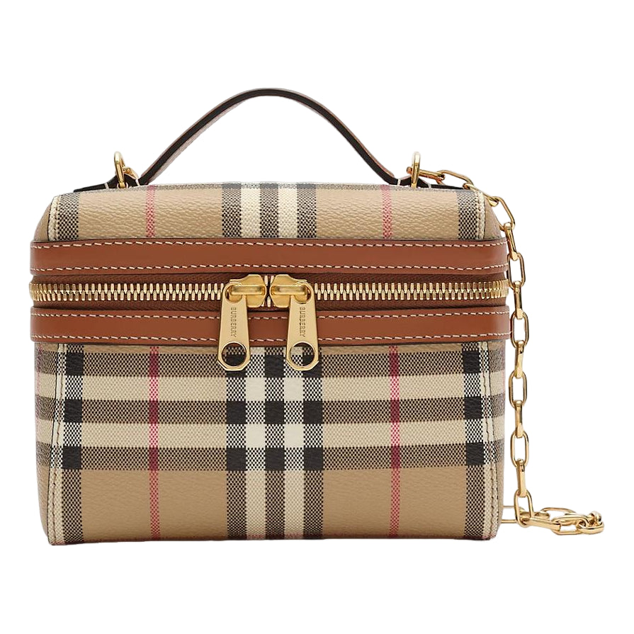 (WMNS) Burberry Mini Check Vanity Bag 'Archive Beige' 81280091