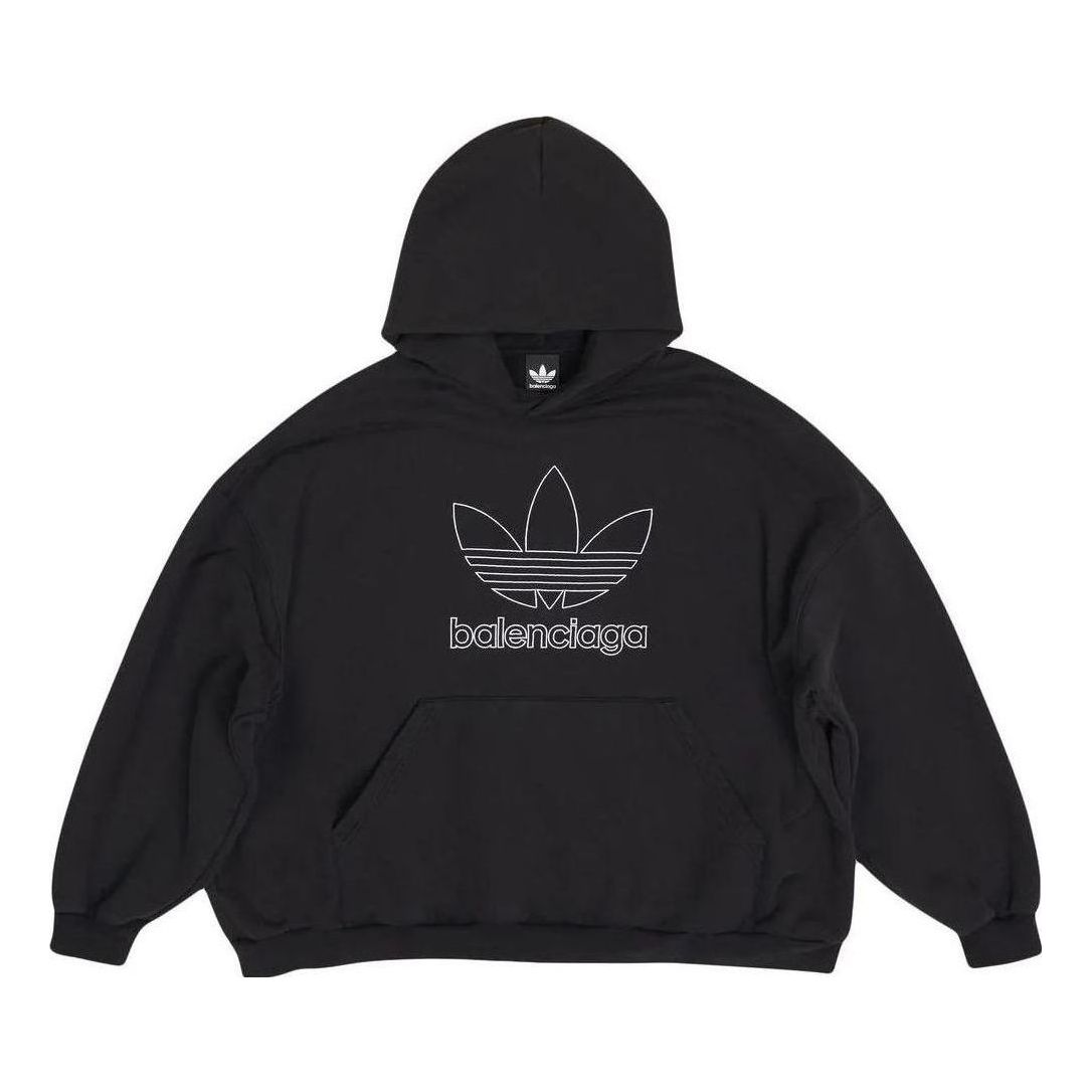 Balenciaga x adidas Logo Oversized Hoodie 'Black White' 712396TNVA91070