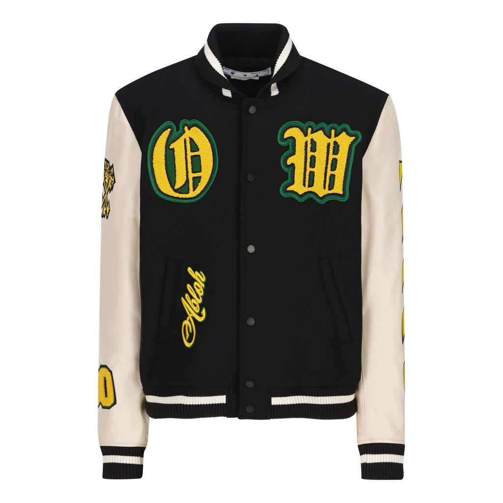 Off-White Logo-Patch Varsity Jacket 'Black' OMJA059F22LEA0011018