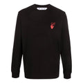 Men's Off-White SS22 Logo Arrow Printing Round Neck Pullover Long Sleeves Version Black OMAB064F21JER0121025