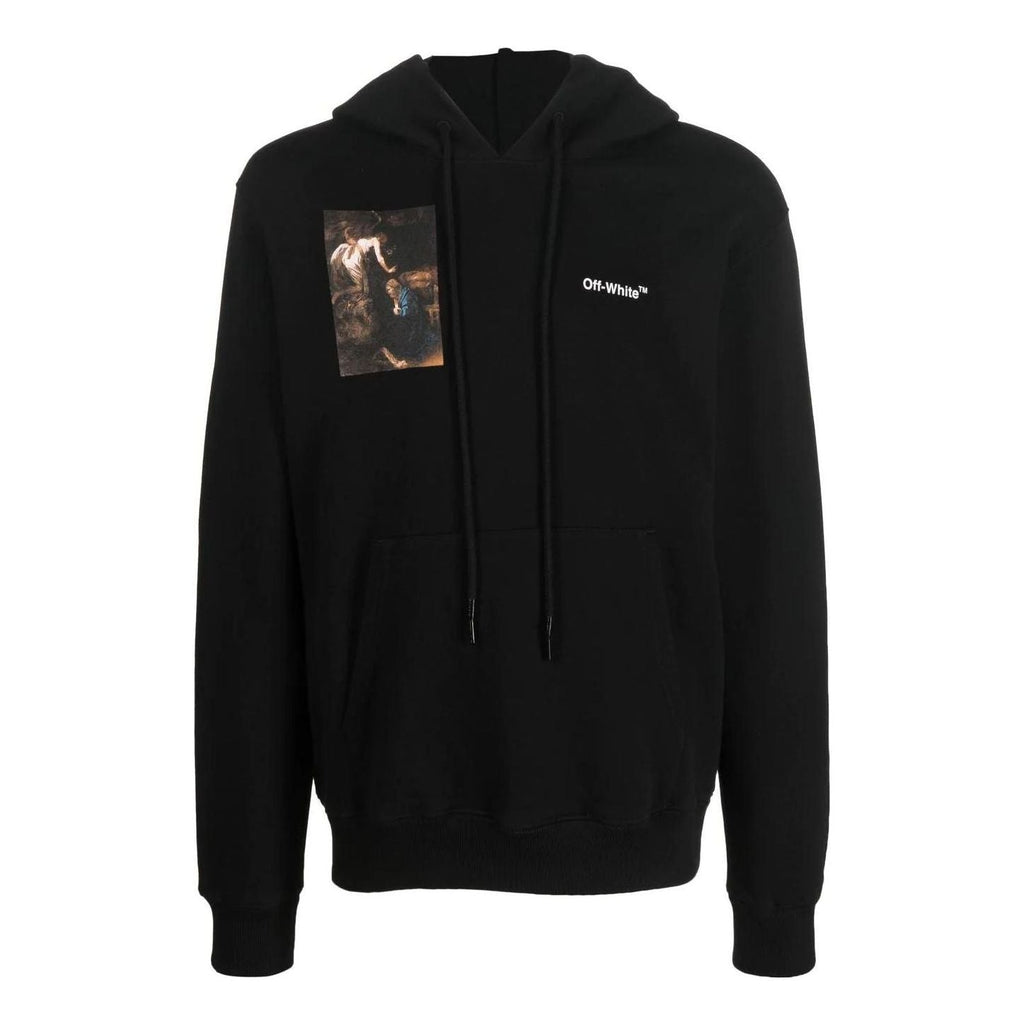 Men's Off-White FW22 Character Printing Hooded Long Sleeves Loose Fit Black OMBB097C99FLE0101001