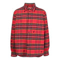 Men's Off-White SS22 Plaid Logo Embroidered Lapel Long Sleeves Loose Fit Red Shirt OMGA227S22FAB0022510