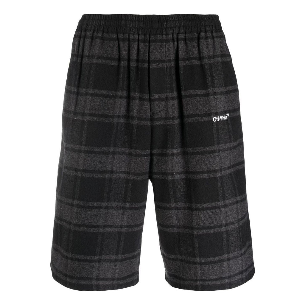 Off-White Check-Print Shorts 'Black Grey' OMCB058C99FAB0010501