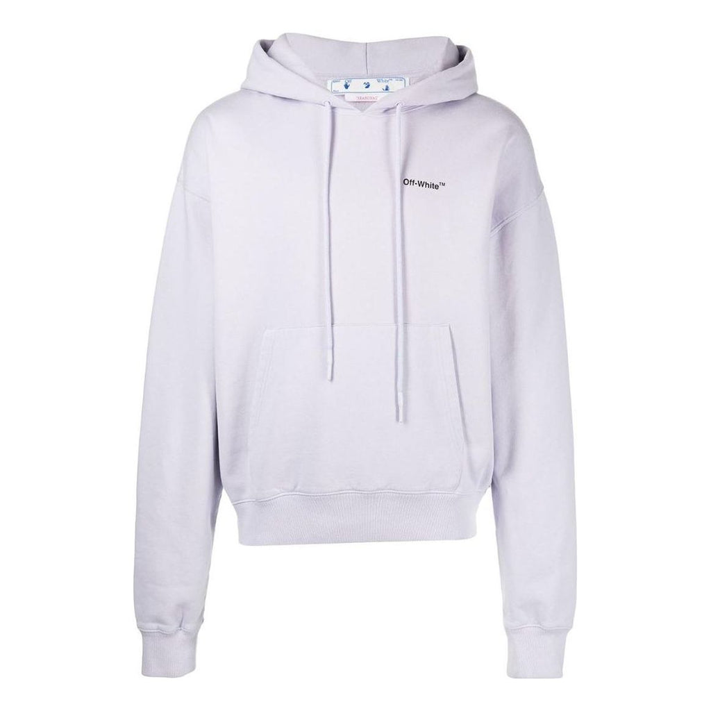 Men's Off-White SS22 Solid Color Arrow Pattern Printing Hooded Long Sleeves Version Light Purple OMBB037F22FLE0033610