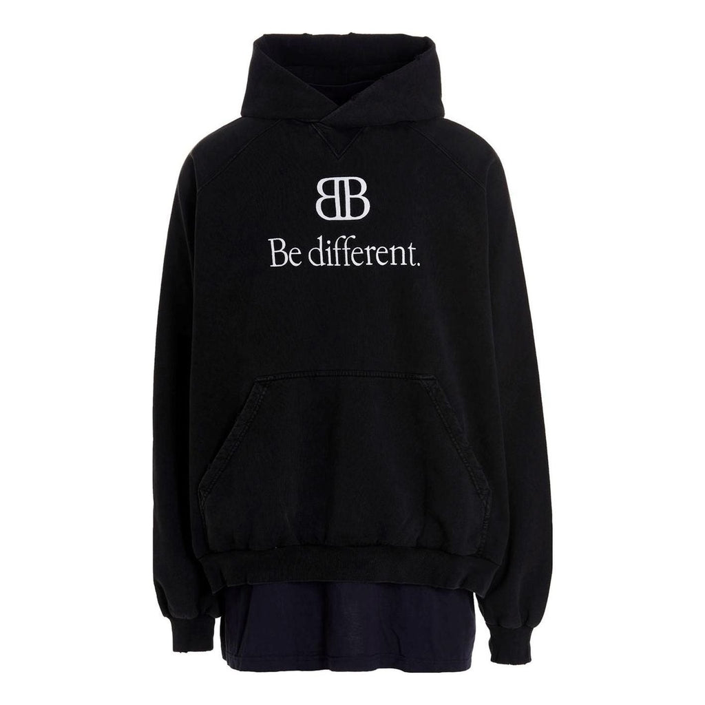 Balenciaga BB Be Different Patched T-Shirt Hoodie 'Black' 720406TNVV11070