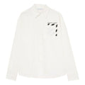 Men's Off-White FW22 Pocket Diagonal Stripes Printing Long Sleeves White Shirt OMGA220C99FAB0010110