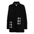 Men's Off-White SS22 Version Logo Printing Plaid Pocket Lapel Jacket Black OMEA227E20FAB0011001