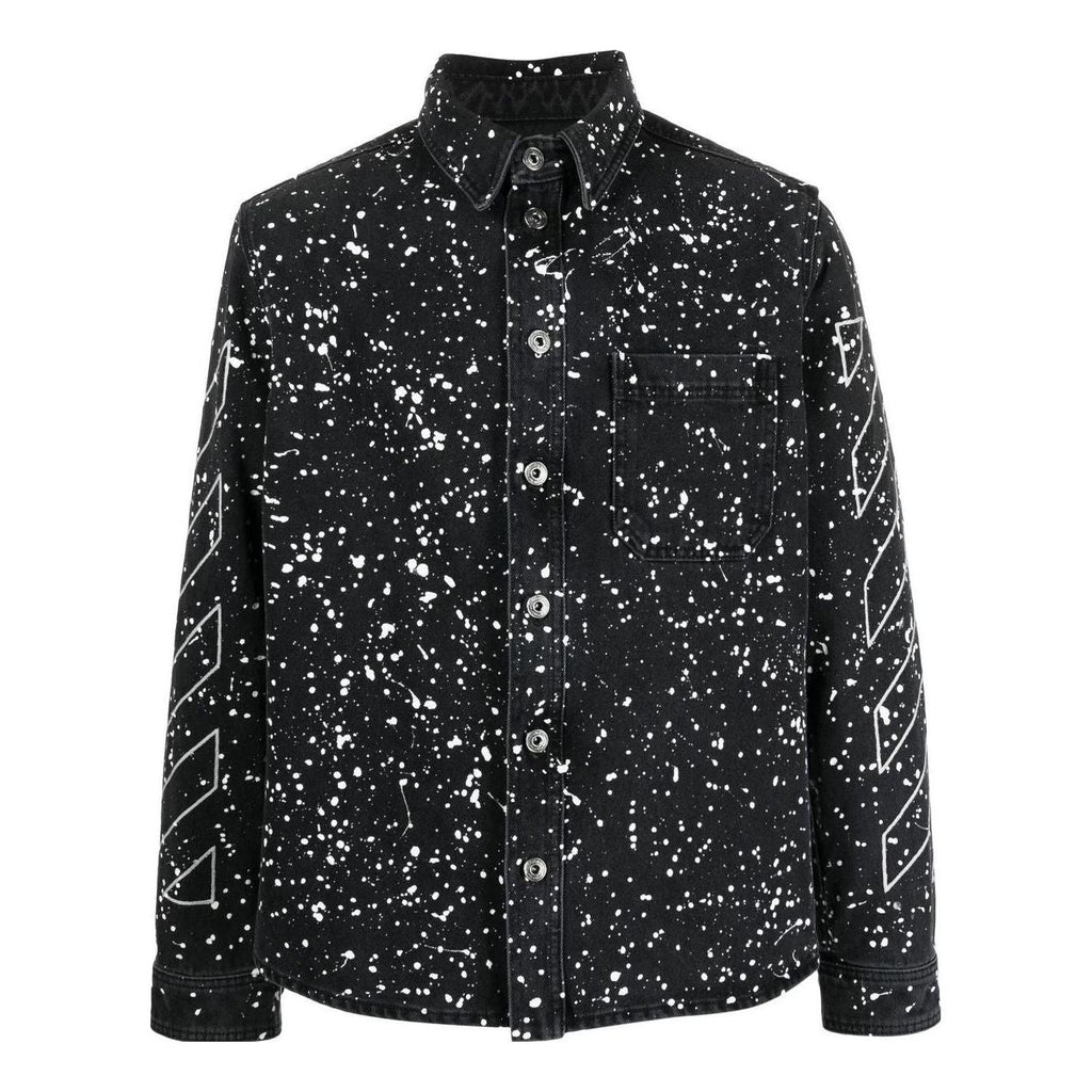 Men's Off-White FW22 Twill Printing Single Breasted Long Sleeves Ordinary Version Black Shirt OMYD027F22DEN0011001
