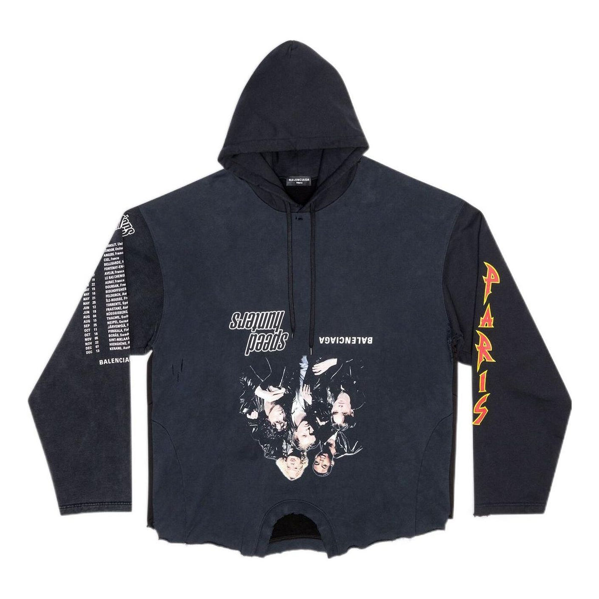 Balenciaga Speed Hunters Upside Down Hoodie Oversized 'Black Faded' 698156TMVD11000